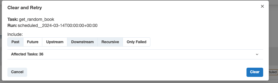 Clear and retry